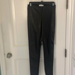 Black pleather skinny leggings - velvet
